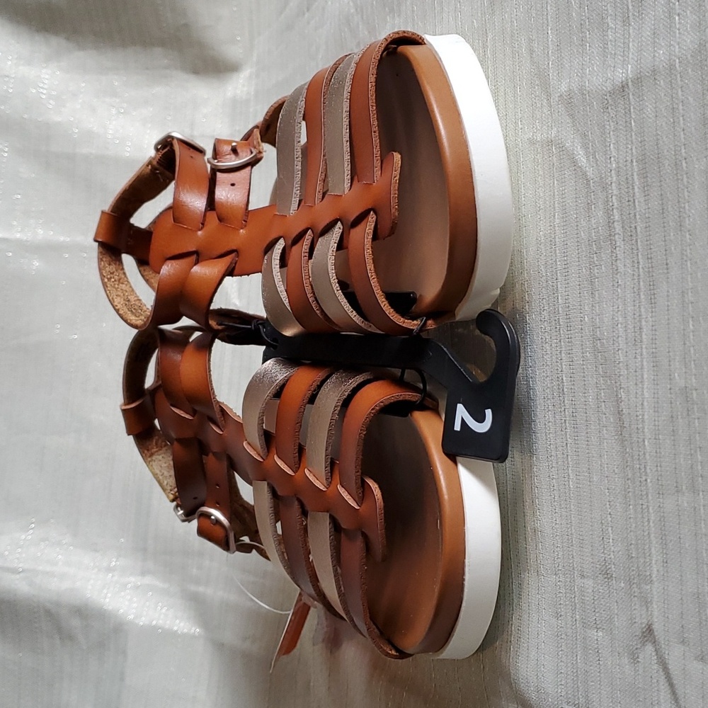 Brown and Gold Gladiator Sandals - Picture 2 of 8